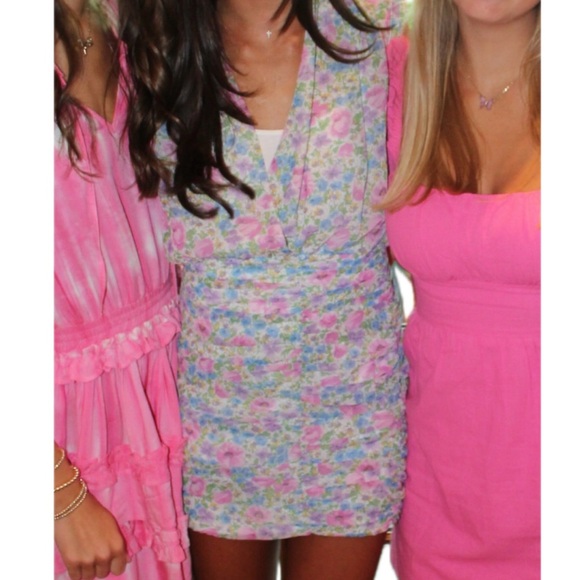 Zara Floral V-Neck Mini Dress - Picture 3 of 4